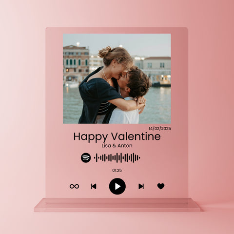 Geschenk zum Valentinstag – personalisiertes Acrylglas "Romantic song"