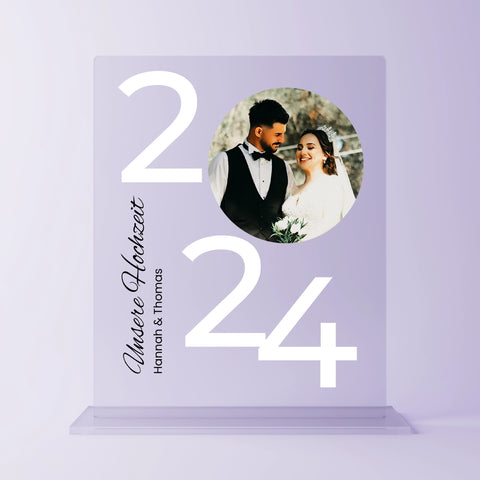 Geschenk zur Hochzeit - personalisiertes Acrylglas "Unser Ja(hr)"