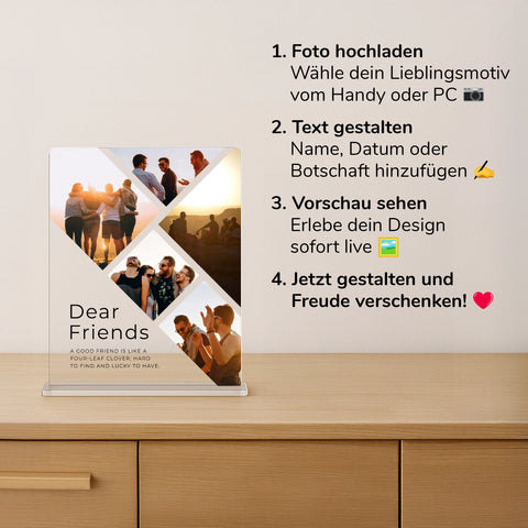 Geschenk für beste Freundin - personalisiertes Acrylglas "Dear Friends"