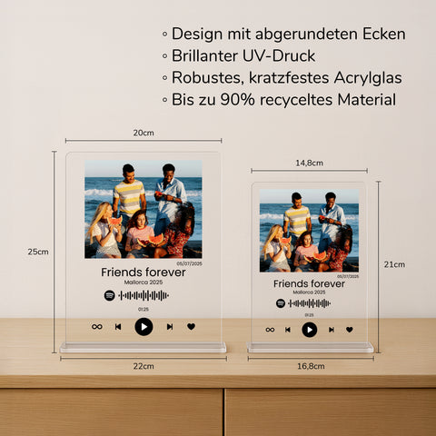 Geschenk für beste Freundin - personalisiertes Acrylglas "Song of friendship"