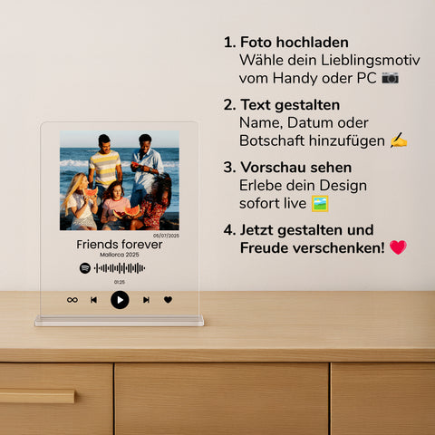 Geschenk für beste Freundin - personalisiertes Acrylglas "Song of friendship"