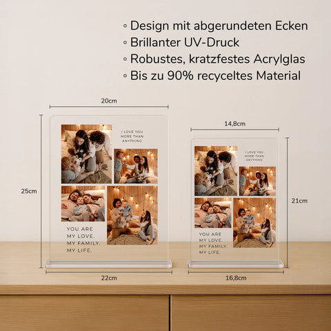 Geschenk für Eltern - personalisiertes Acrylglas "Familienglück"