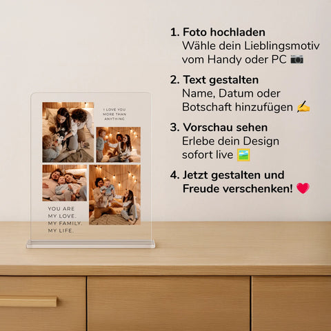 Geschenk für Eltern - personalisiertes Acrylglas "Familienglück"