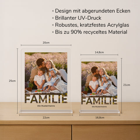 Geschenk für Familien - personalisiertes Acrylglas "Home"