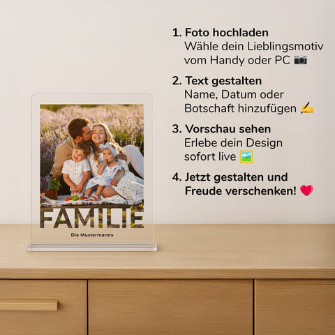 Geschenk für Familien - personalisiertes Acrylglas "Home"