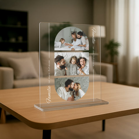 Geschenk für Familien - personalisiertes Acrylglas "Zusammen ist man Zuhause"