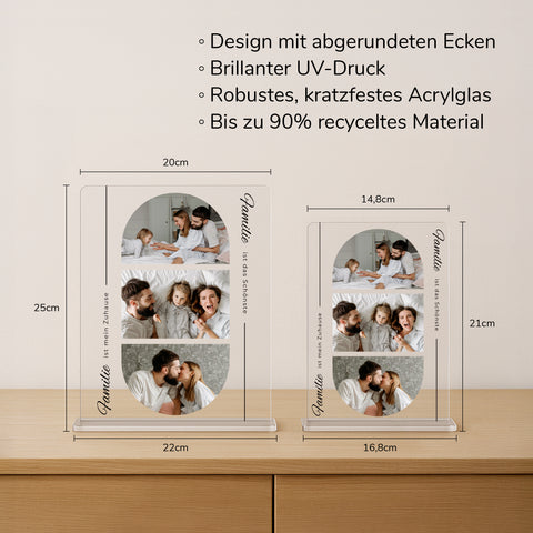 Geschenk für Familien - personalisiertes Acrylglas "Zusammen ist man Zuhause"