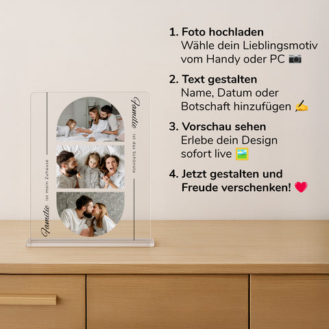 Geschenk für Familien - personalisiertes Acrylglas "Zusammen ist man Zuhause"
