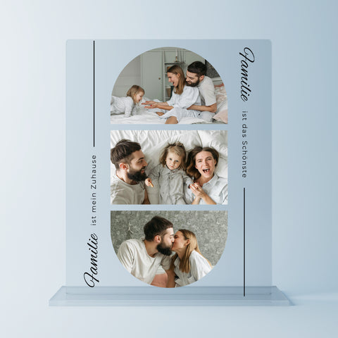 Geschenk für Familien - personalisiertes Acrylglas "Zusammen ist man Zuhause"