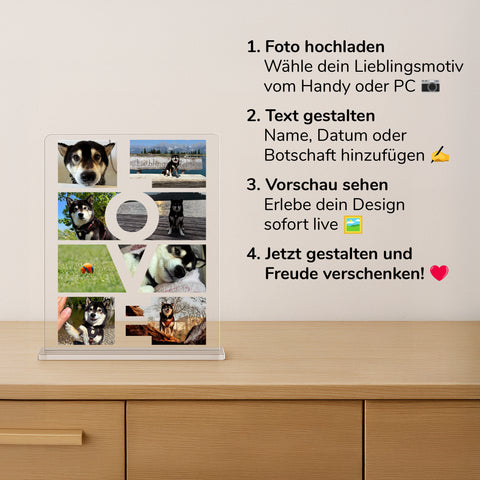 Geschenk für Hundeliebhaber - personalisiertes Acrylglas "Paw Love"