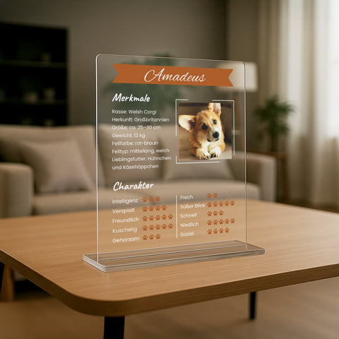 Geschenk für Hundeliebhaber - personalisiertes Acrylglas "Pfotenprofil"