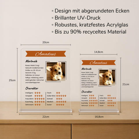Geschenk für Hundeliebhaber - personalisiertes Acrylglas "Pfotenprofil"
