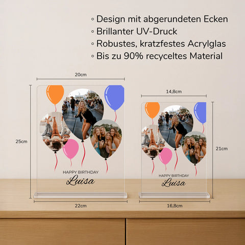 Geschenk zum Geburtstag - personalisiertes Acrylglas "Ballons"