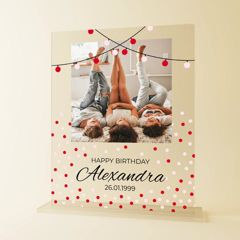Geschenk zum Geburtstag - personalisiertes Acrylglas "birthday party"