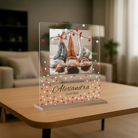 Geschenk zum Geburtstag - personalisiertes Acrylglas "birthday party"