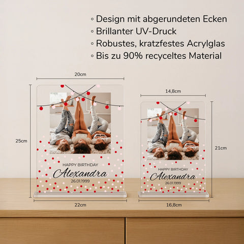 Geschenk zum Geburtstag - personalisiertes Acrylglas "birthday party"