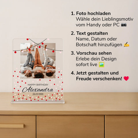 Geschenk zum Geburtstag - personalisiertes Acrylglas "birthday party"