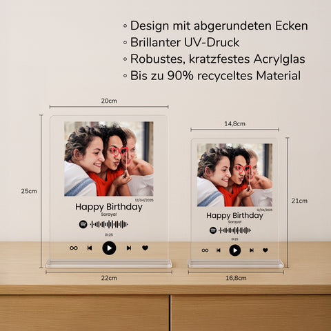 Geschenk zum Geburtstag - personalisiertes Acrylglas "Birthday song"