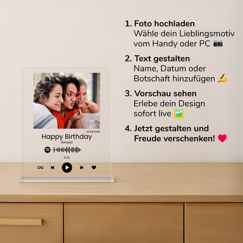 Geschenk zum Geburtstag - personalisiertes Acrylglas "Birthday song"