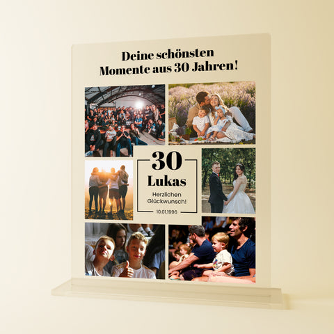 Geschenk zum Geburtstag - personalisiertes Acrylglas "Lieblingsmomente"