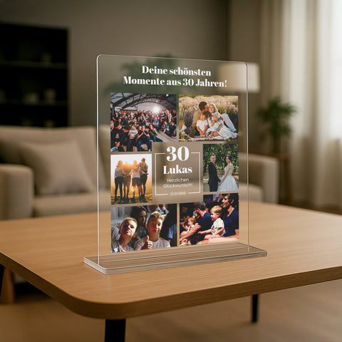 Geschenk zum Geburtstag - personalisiertes Acrylglas "Lieblingsmomente"