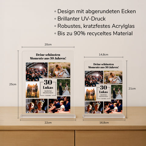 Geschenk zum Geburtstag - personalisiertes Acrylglas "Lieblingsmomente"