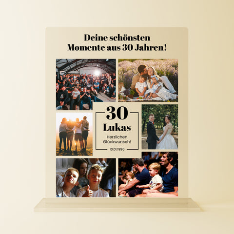 Geschenk zum Geburtstag - personalisiertes Acrylglas "Lieblingsmomente"