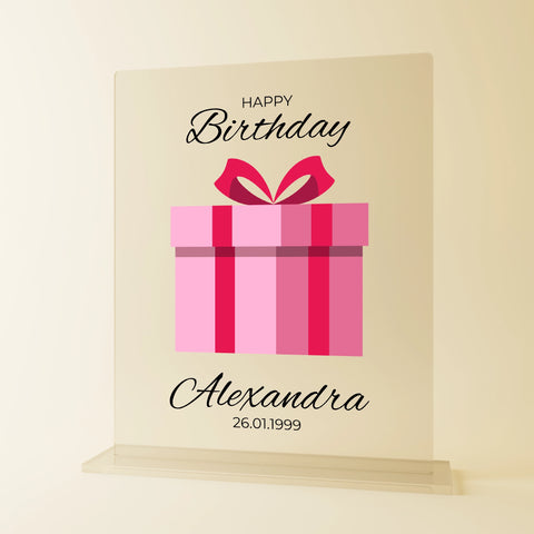 Geschenk zum Geburtstag - personalisiertes Acrylglas "present"