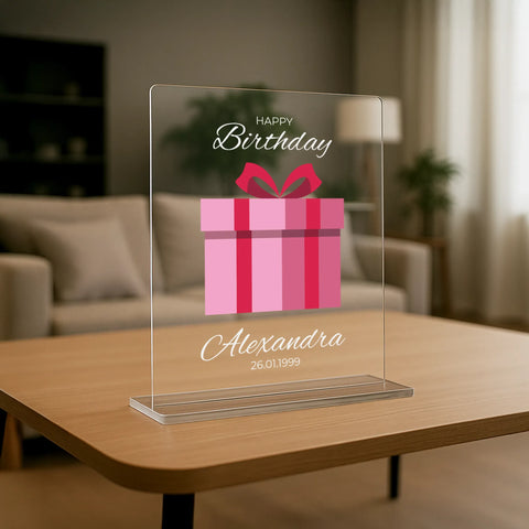 Geschenk zum Geburtstag - personalisiertes Acrylglas "present"