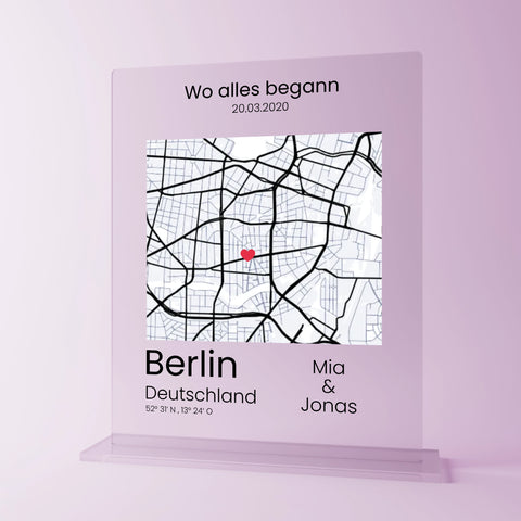 Geschenk zum Jahrestag - personalisiertes Acrylglas "City Love"