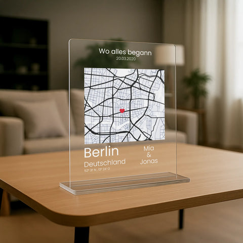 Geschenk zum Jahrestag - personalisiertes Acrylglas "City Love"