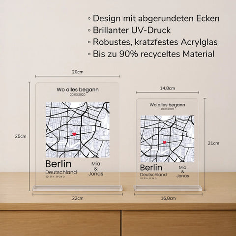 Geschenk zum Jahrestag - personalisiertes Acrylglas "City Love"