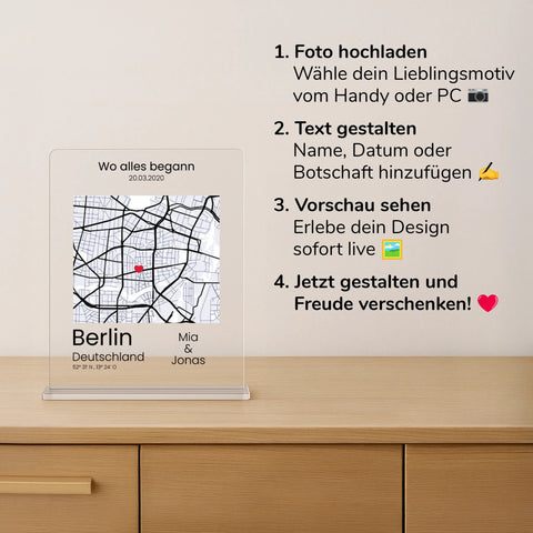 Geschenk zum Jahrestag - personalisiertes Acrylglas "City Love"
