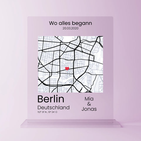 Geschenk zum Jahrestag - personalisiertes Acrylglas "City Love"