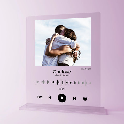 Geschenk zum Jahrestag - personalisiertes Acrylglas "Love song"