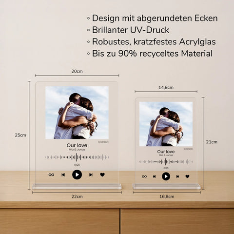 Geschenk zum Jahrestag - personalisiertes Acrylglas "Love song"