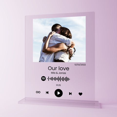 Geschenk zum Jahrestag - personalisiertes Acrylglas "Love song"