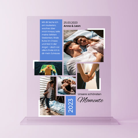 Geschenk zum Jahrestag - personalisiertes Acrylglas "Momente"