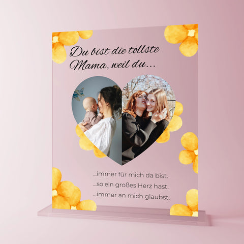 Geschenk zum Muttertag – personalisiertes Acrylglas "Blooming Love"