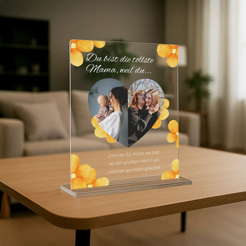 Geschenk zum Muttertag – personalisiertes Acrylglas "Blooming Love"
