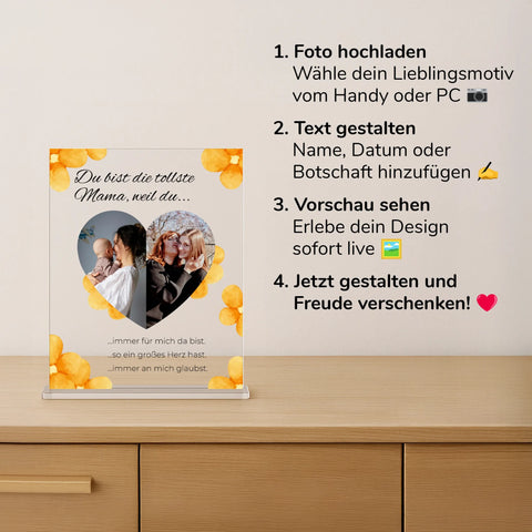 Geschenk zum Muttertag – personalisiertes Acrylglas "Blooming Love"