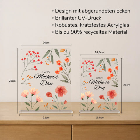 Geschenk zum Muttertag – personalisiertes Acrylglas "Blütenliebe"