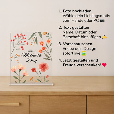 Geschenk zum Muttertag – personalisiertes Acrylglas "Blütenliebe"