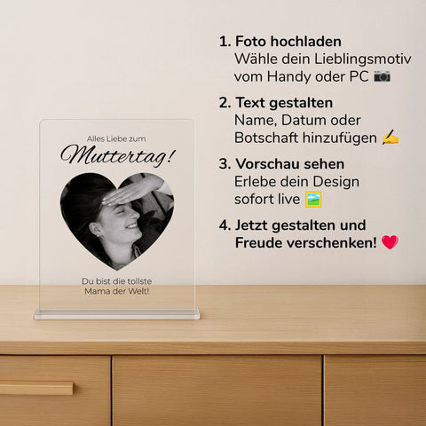 Geschenk zum Muttertag – personalisiertes Acrylglas "Herzensmama"