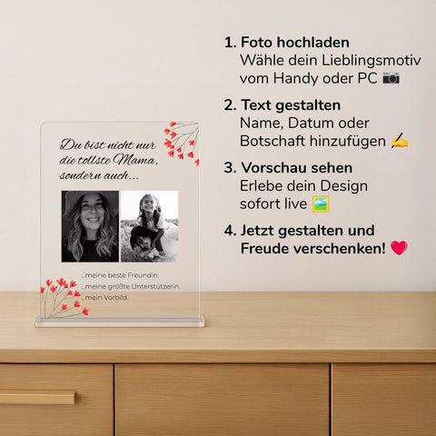 Geschenk zum Muttertag – personalisiertes Acrylglas "Herzmomente"