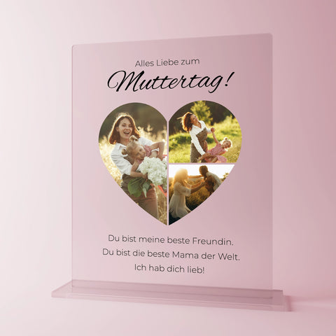 Geschenk zum Muttertag – personalisiertes Acrylglas "Love Mom"