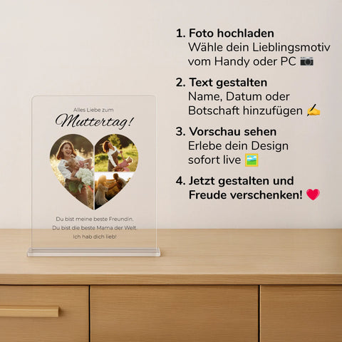 Geschenk zum Muttertag – personalisiertes Acrylglas "Love Mom"
