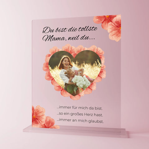 Geschenk zum Muttertag – personalisiertes Acrylglas "Mutterglück"