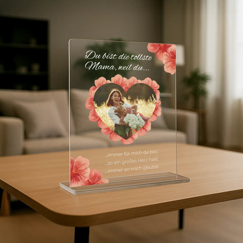 Geschenk zum Muttertag – personalisiertes Acrylglas "Mutterglück"