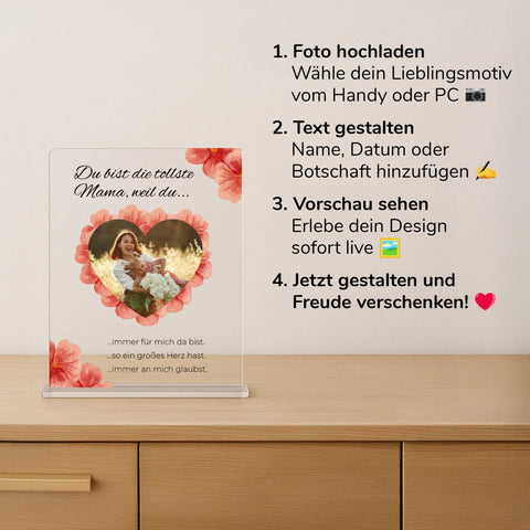 Geschenk zum Muttertag – personalisiertes Acrylglas "Mutterglück"